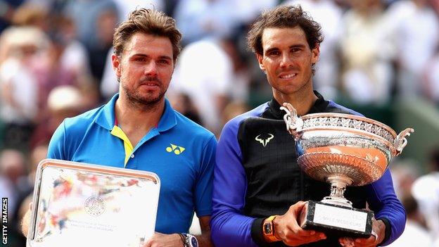 Rafael Nadal (r) and Stan Wawrinka