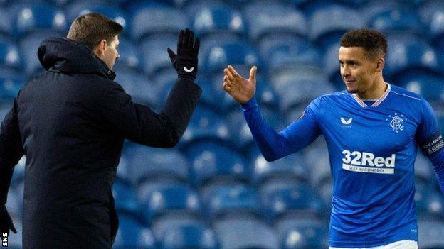 Rangers manager Steven Gerrard and captain James Tavernier