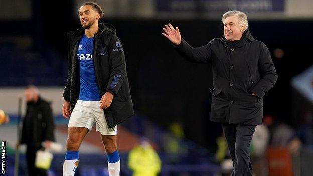 Dominic Calvert-Lewin and Carlo Ancelotti