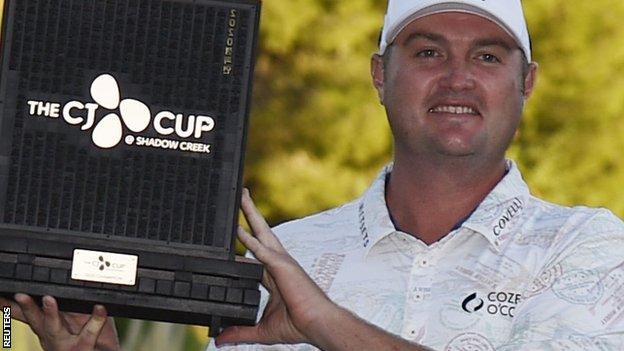 Jason Kokrak with the winners' trophy