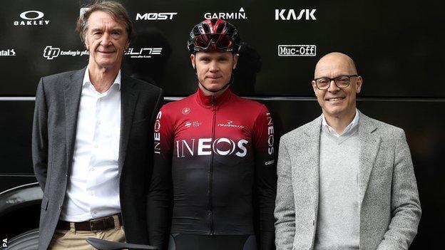 Brailsford (right) with Team Ineos owner Chris Froome and owner Sir Jim Ratcliffe