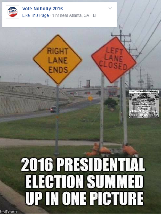 Right lane ends, left lane closed - 2016 presidential election in one picture