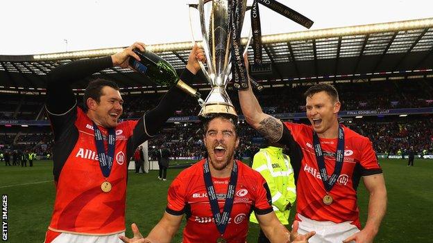 Saracens celebrate their Champions Cup title