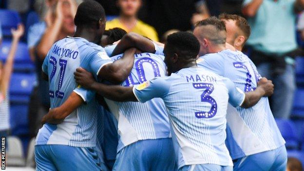 Coventry City players celebrate