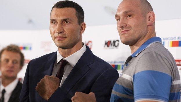 Wladimir Klitschko and Tyson Fury in July 2015