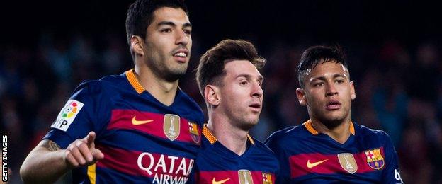 Suarez, Messi and Neymar are yet to start a game together for Barcelona this season