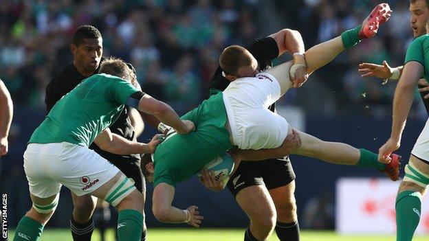 Prop Joe Moody was yellow-carded for a tip tackle on Ireland