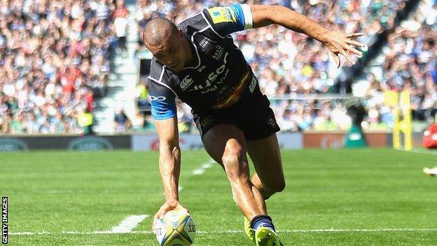 England's Jonathan Joseph scored Bath's try in the 'Clash' against Leicester at Twickenham