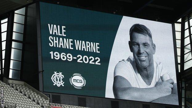 A tribute to Shane Warne at the Melbourne Cricket Ground