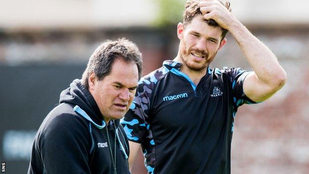 Glasgow Warriors head coach Dave Rennie and forward Tim Swinson