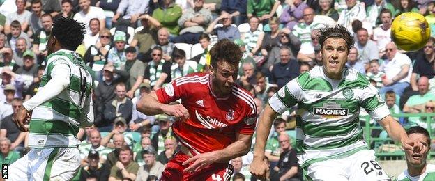 Andy Considine scores for Aberdeen against Celtic