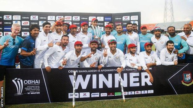 Afghanistan with the one-off Test trophy