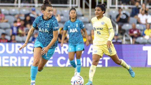 Angharad James playing for Tottenham against Club America