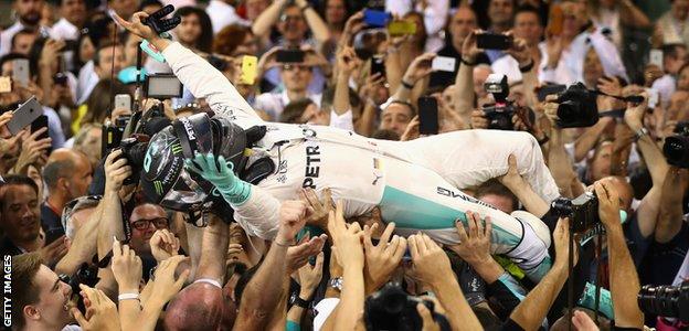 Nico Rosberg crowd-surfing