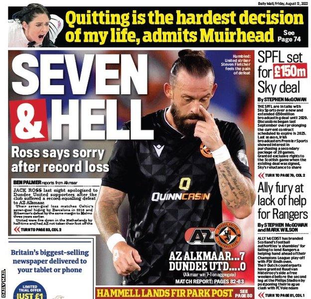 The back page of the Scottish Daily Mail on 120822