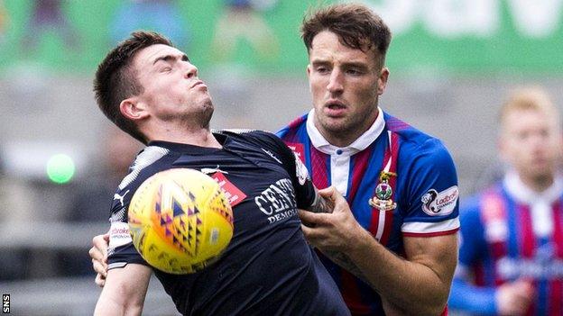 Falkirk's Kevin O'Hara (left) in action against Brad McKay