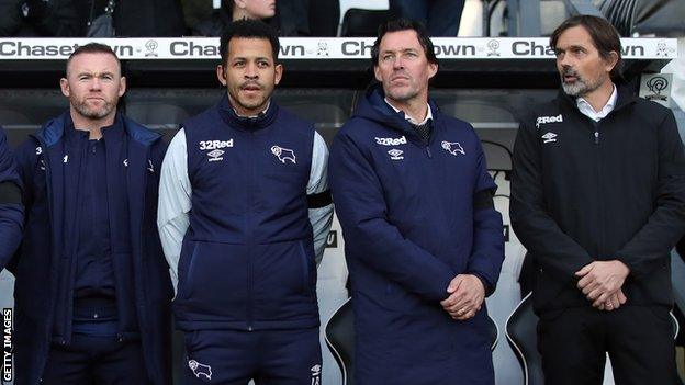 Wayne Rooney and Derby coaches