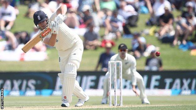 England opener Dom Sibley clips a ball away through the leg side on day one of the first Test against New Zealand