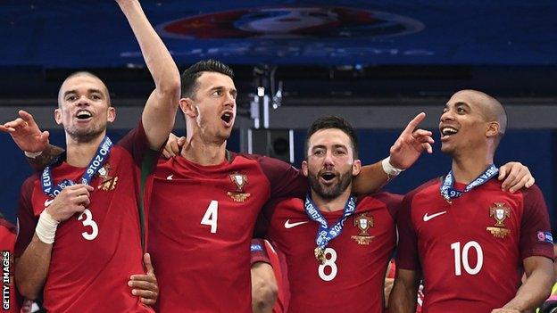 Joao Mario celebrates with Portugal