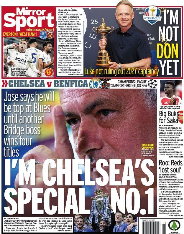 The back page of the Daily Mirror