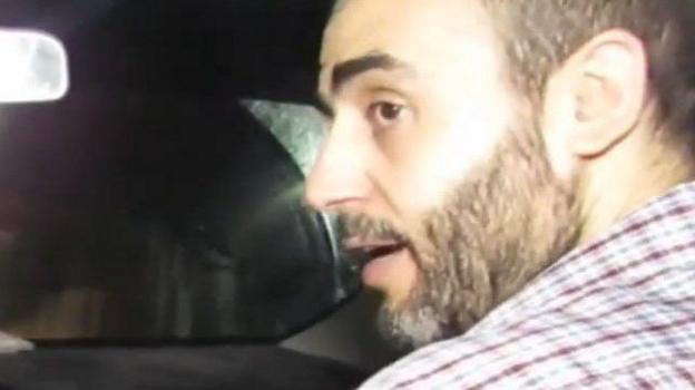 A screengrab of a video from December 2023, released the Israeli military, that it said showed Mohammed Sinwar being driven through a Hamas underground tunnel