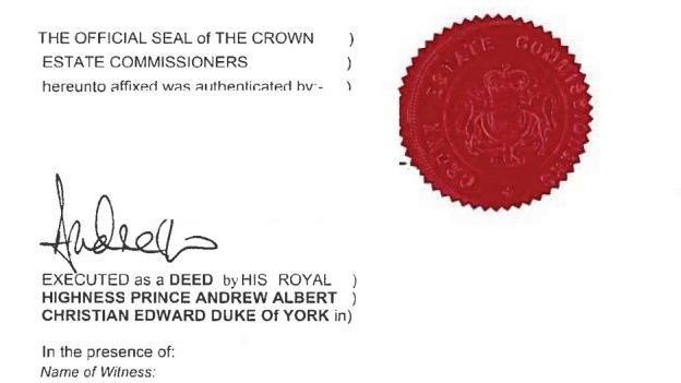 Kontrata e qirasë e nënshkruar nga Andrew Mountbatten-Windsor në vitin 2020 për East Lodge