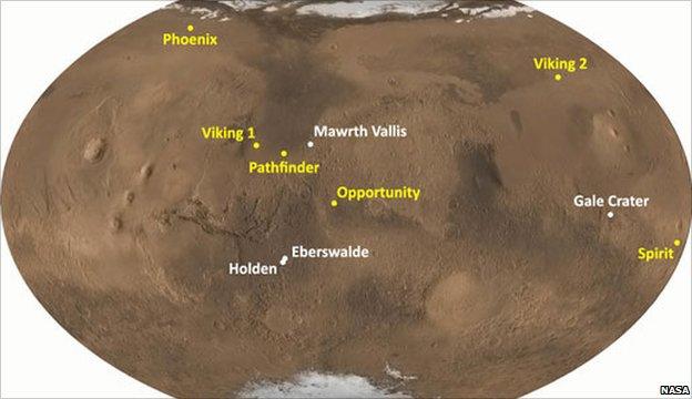 Mars map (Image: Nasa)