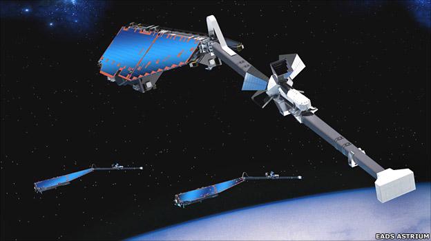 Artist's rendering of a Swarm satellite (EADS Astrium)