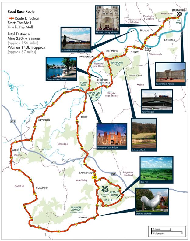 Cycling road race route