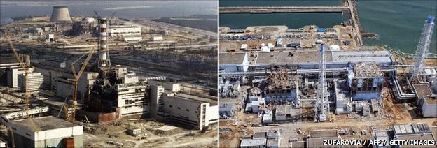 The Chernobyl (l) and Fukushima (r) plants