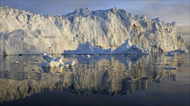 Icebergs in fjord