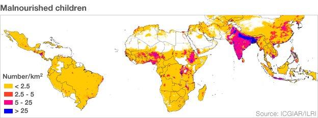 Map of malnourished children