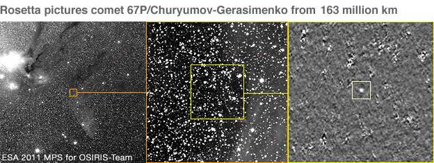 Magnification on star field where Comet Churyumov-Gerasimenko is hidden