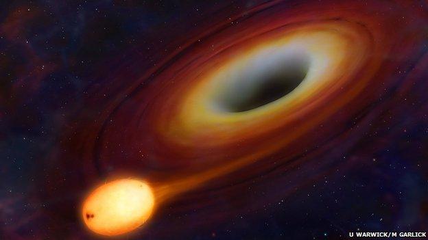 Artist's conception of a black hole (U Warwick/M Garlick)