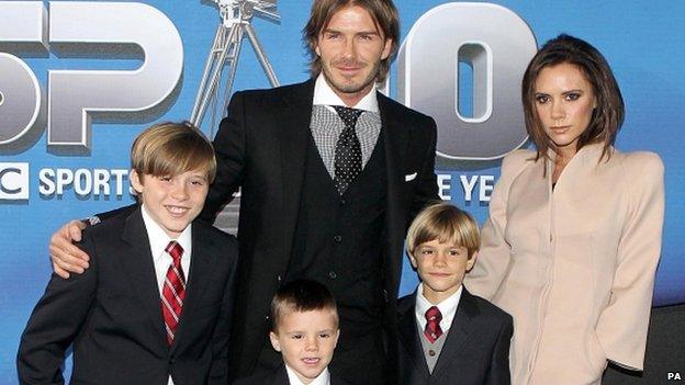 The Beckham family before the arrival of Harper Seven