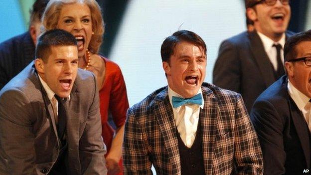 Daniel Radcliffe in a theatre on Broadway
