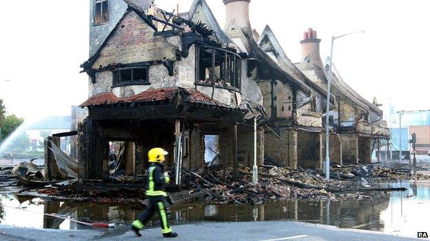 Reeves furniture shop was set on fire during the riots.