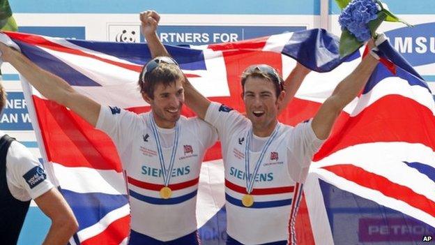 Zac Purchase and Mark Hunter celebrate