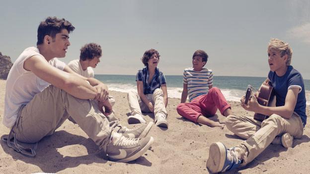 One Direction on the beach for their video for What Makes You Beautiful