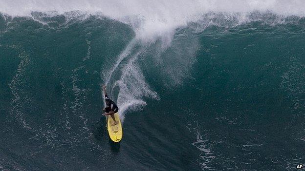 A surfer in Hawaii