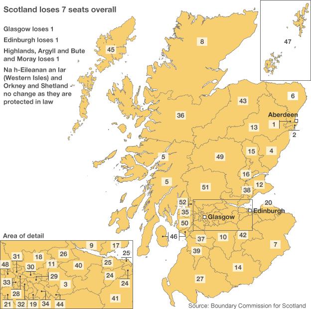 Map of Scottish proposed constituencies