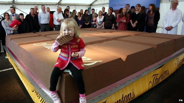 The world's largest chocolate bar has been made in Derbyshire