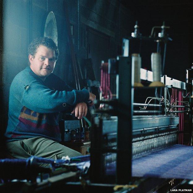 Alastair Craigie was a weaver at the Kenneth Mackenzie Mill in Stornoway before it closed but now works at home in a large shed.