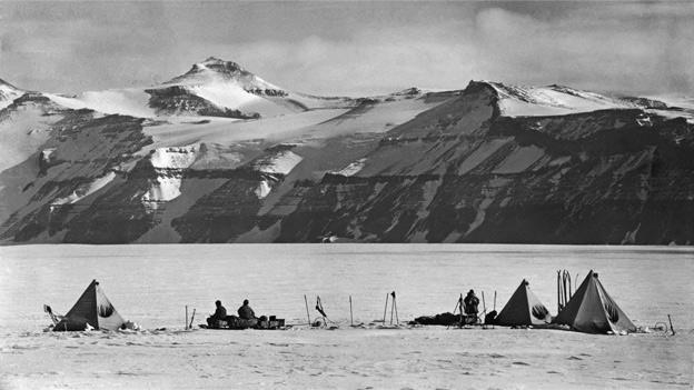 The camp at Mount Buckley, taken on return journey from South Pole - from David Wilson's book The Lost Photographs of Captain Scott (Little, Brown)