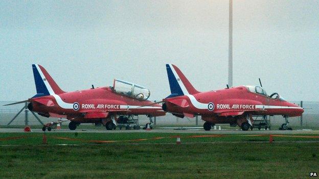 two red arrows jets