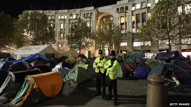 Tents outside St Paul's Cathedral
