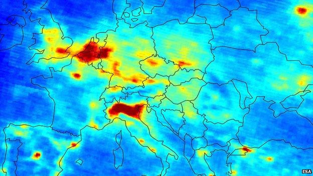 Nitrogen oxide emissions over Europe