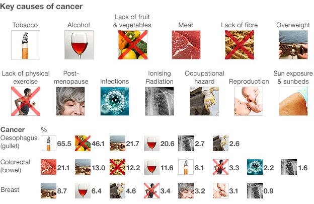 Graphic showing causes of cancer