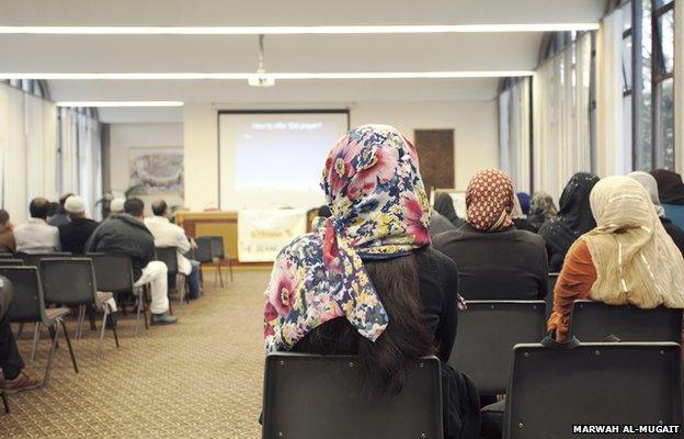 A woman at the Islamic Circle, which takes place at the Central Mosque in the Islamic Cultural Centre