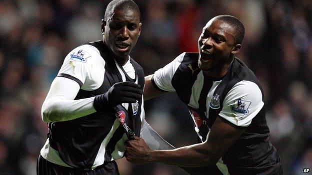 Demba Ba and Shola Ameobi celebrating